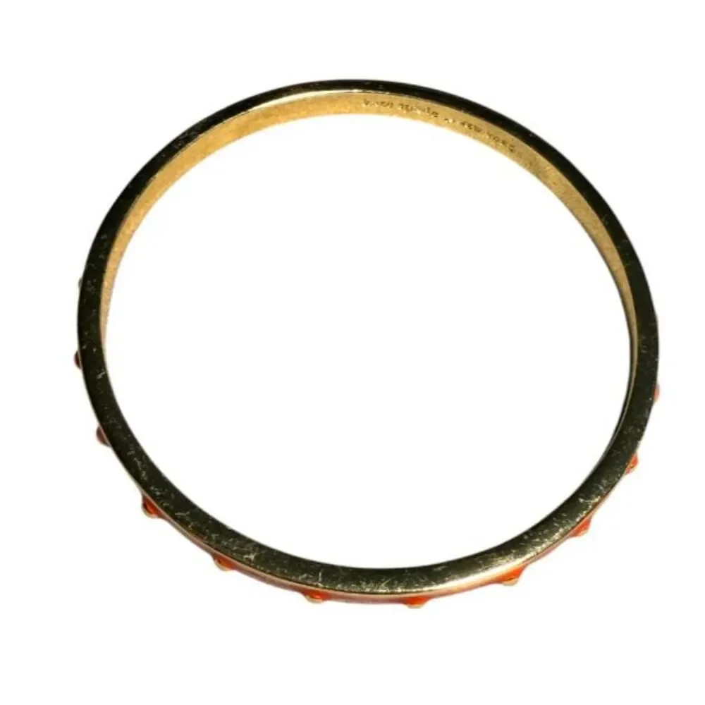 Kate Spade New York Orange On The Dot Enamel Bangle Bracelet 3D Raised Studs - Picture 3 of 7